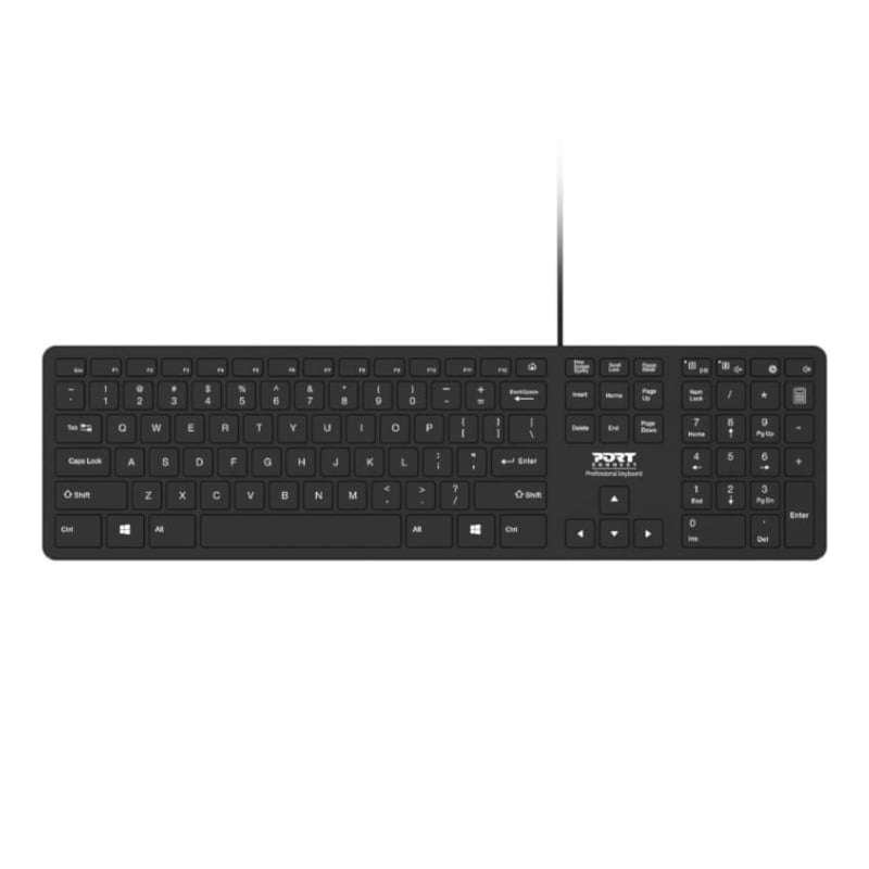 Port Office Executive Low Profile 109key Wired Keyboard - Black